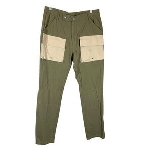 LIFTED ANCHORS Men's Large Green Color Block Cargo Cotton Pants
